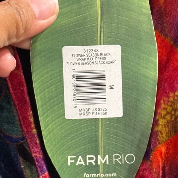 Farm Rio Medium Flower Season Black Wrap Maxi Velvet Dress Wedding Formal Party - Picture 9 of 9